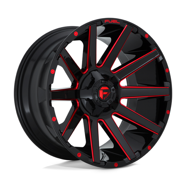 Alloy wheel D643 Contra Gloss Black RED Tinted Clear Fuel