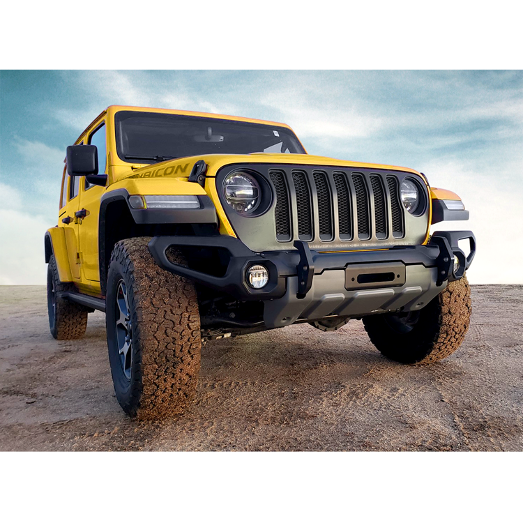Front steel bumper with winch plate