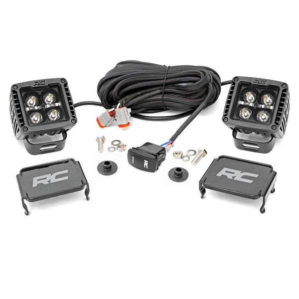 LED lights 2" square white DRL Rough Country Black Series