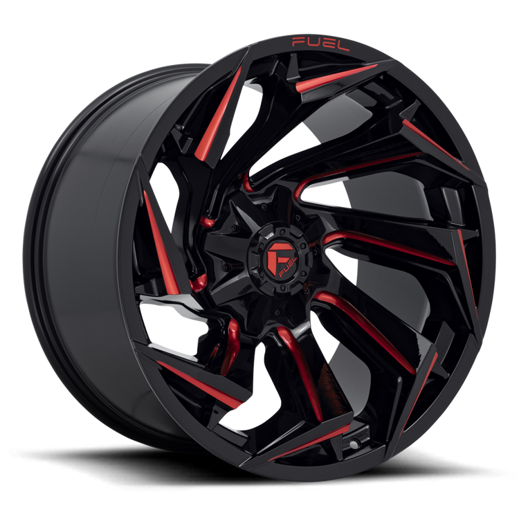 Alloy wheel D755 Reaction Gloss Black Milled W/ RED Tint Fuel