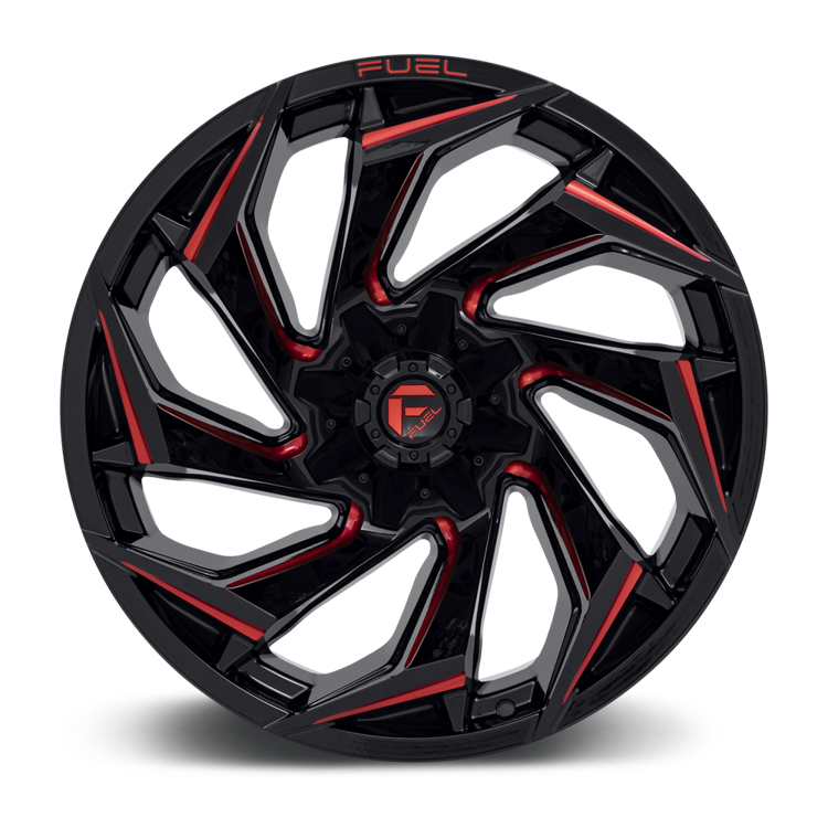 Alloy wheel D755 Reaction Gloss Black Milled W/ RED Tint Fuel