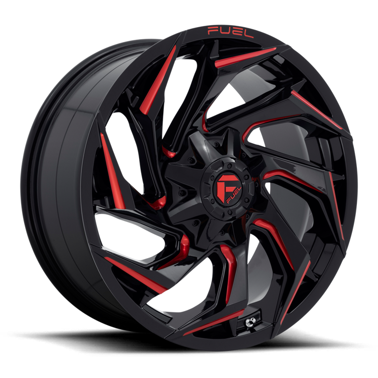 Alloy wheel D755 Reaction Gloss Black Milled W/ RED Tint Fuel