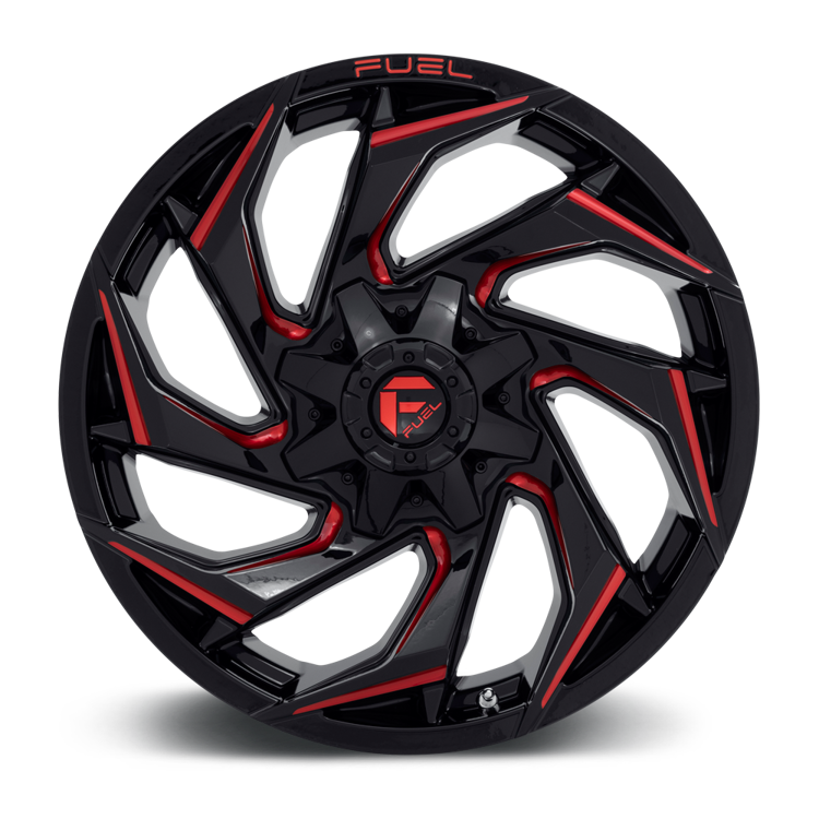 Alloy wheel D755 Reaction Gloss Black Milled W/ RED Tint Fuel