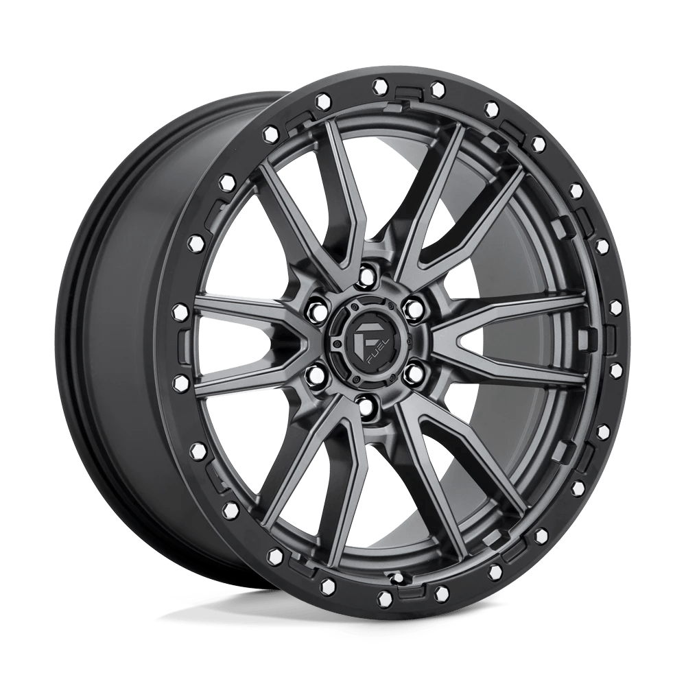 Alloy wheel D680 Rebel Matte GUN Metal Black Bead Ring Fuel