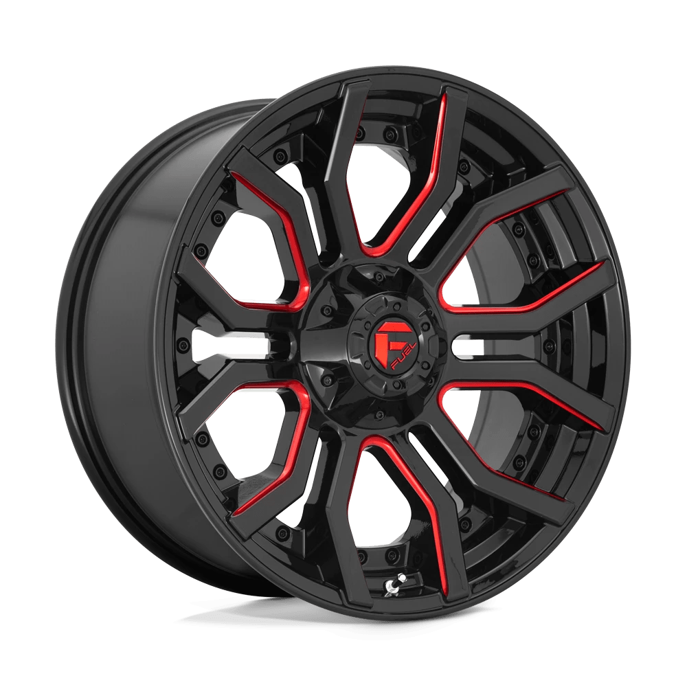 Alloy wheel D712 Rage Gloss Black RED Tinted Clear Fuel