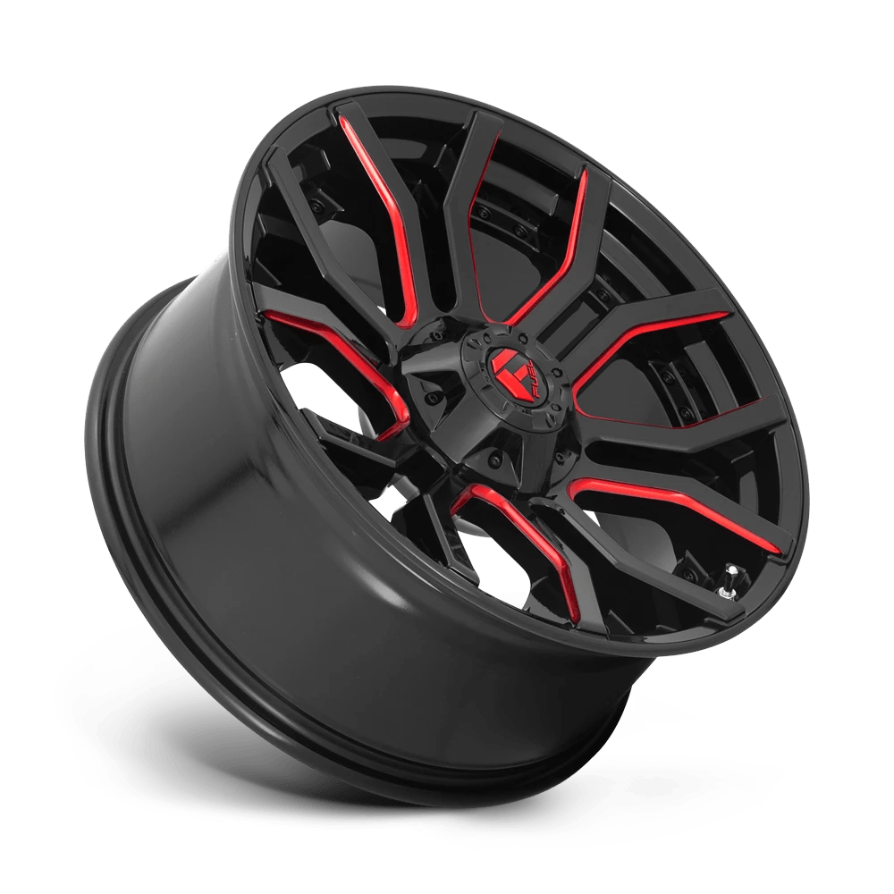 Alloy wheel D712 Rage Gloss Black RED Tinted Clear Fuel