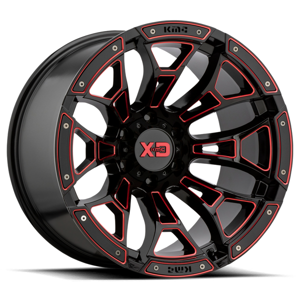 Alloy wheel XD841 Boneyard Gloss Black Milled W/ RED Tint XD Series