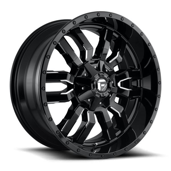 Alloy wheel D595 Sledge Gloss Black Milled Fuel