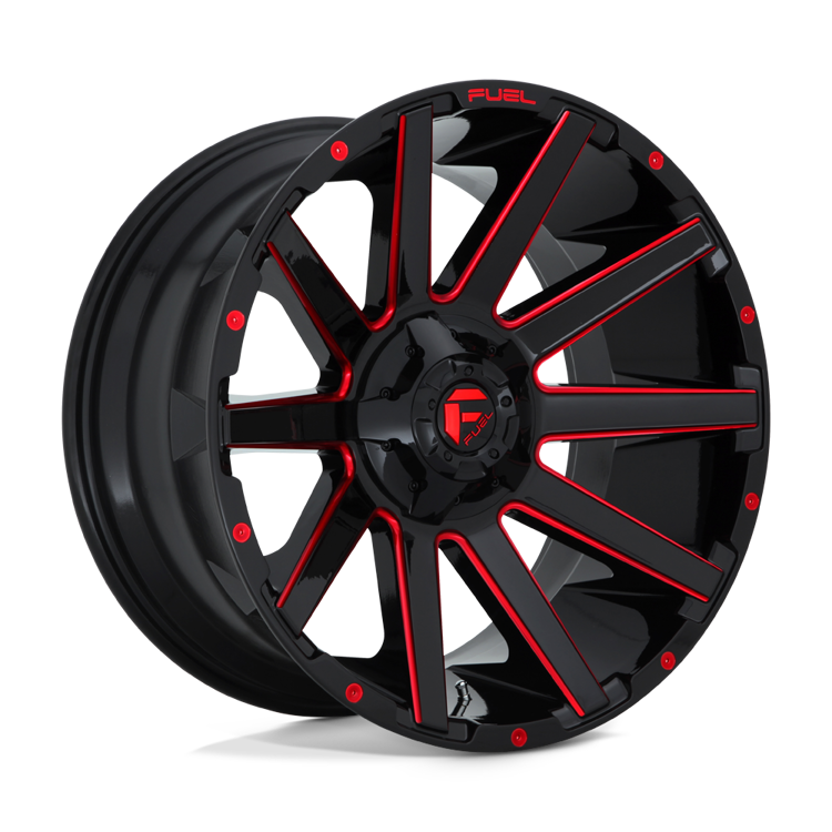 Alloy wheel D643 Contra Gloss Black RED Tinted Clear Fuel