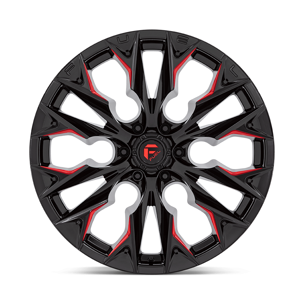 Alloy wheel D823 Flame Gloss Black Milled W/ Candy RED Fuel