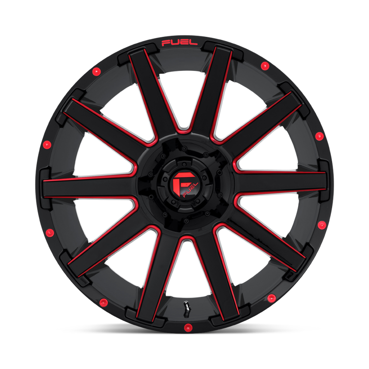 Alloy wheel D643 Contra Gloss Black RED Tinted Clear Fuel