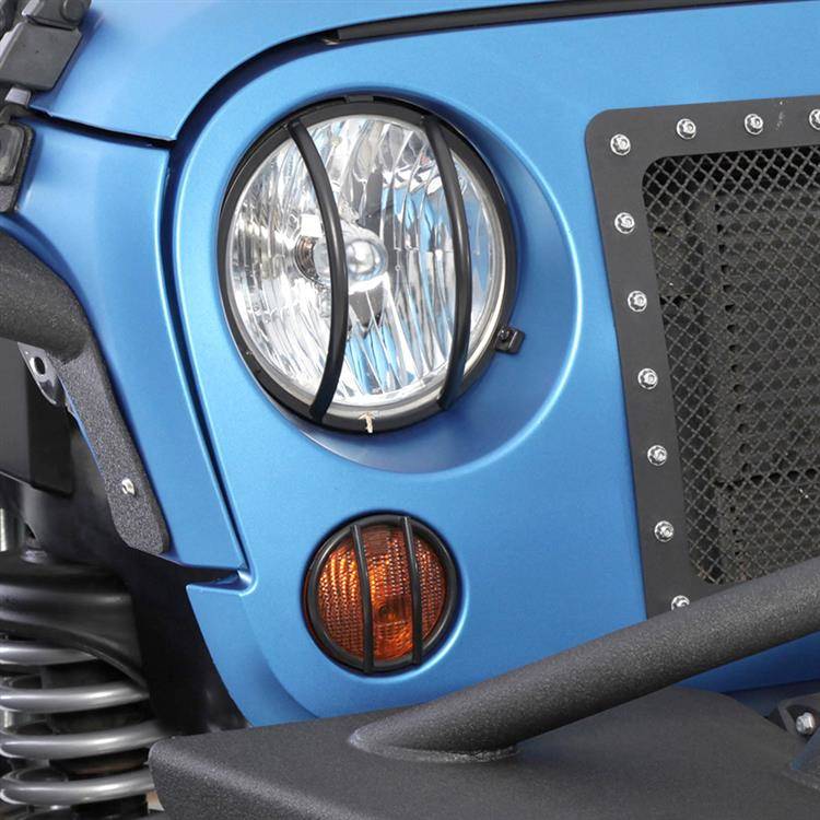 Front euro light guards steel black Smittybilt