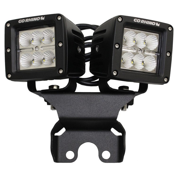 Supporti luci posteriori centrali del cofano per due luci LED Cube 3x3" Go Rhino