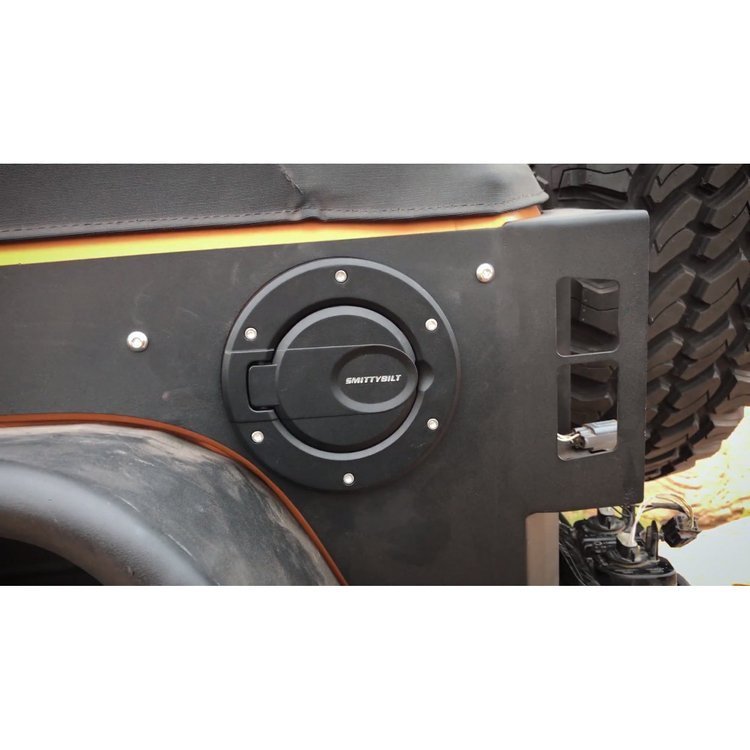 Gas cover aluminium black Smittybilt