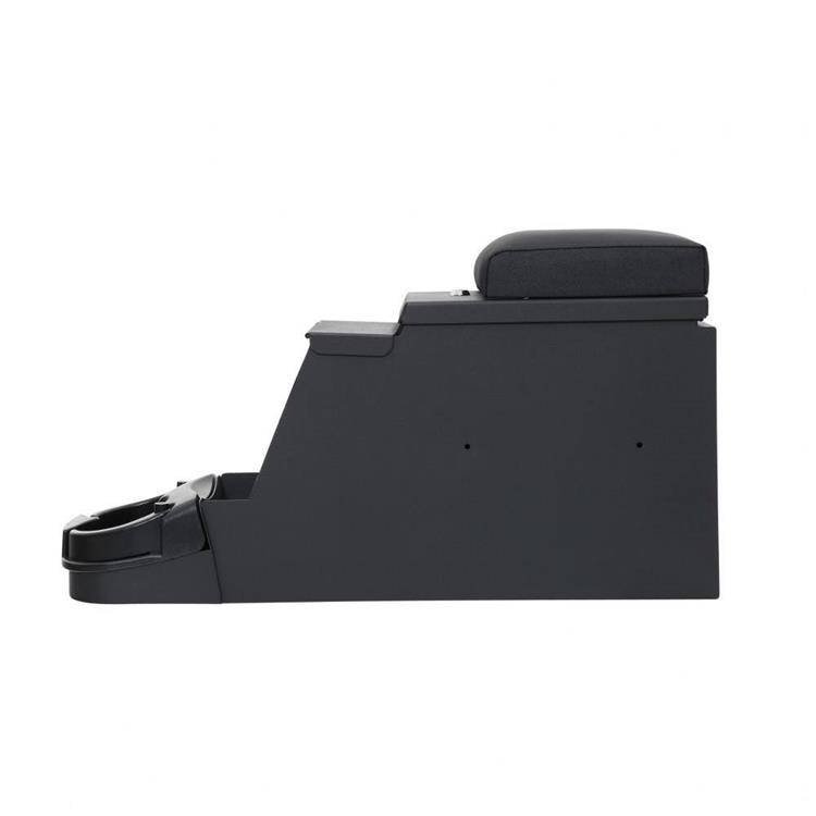 Console da pavimento stereo di sicurezza con supporto per radio, bracciolo Black Denim Smittybilt