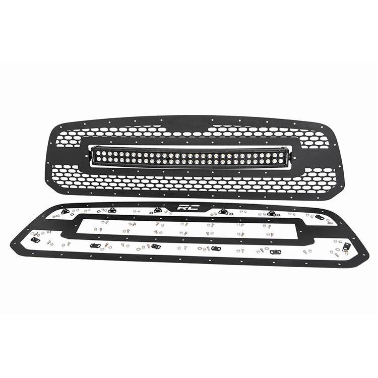 Mesh grille with 30" dual row LED light bar Black Series Rough Country