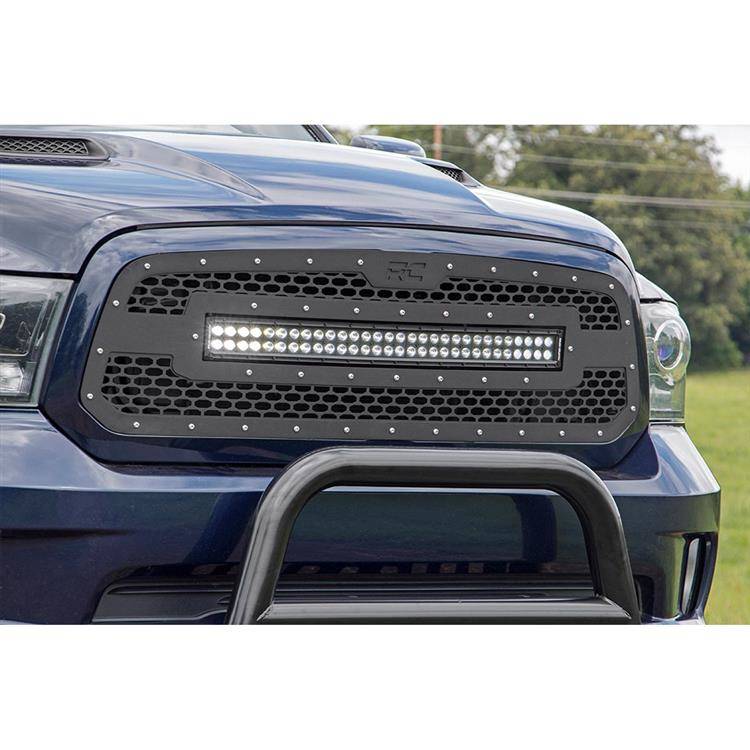 Mesh grille with 30" dual row LED light bar Black Series Rough Country