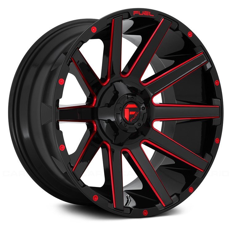 Alloy wheel D643 Contra Gloss Black/Red Tinted Clear Accents Fuel