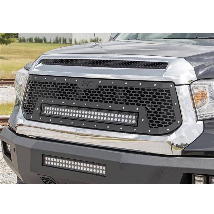 Mesh grille with 30" LED light bar dual row Black Series Rough Country