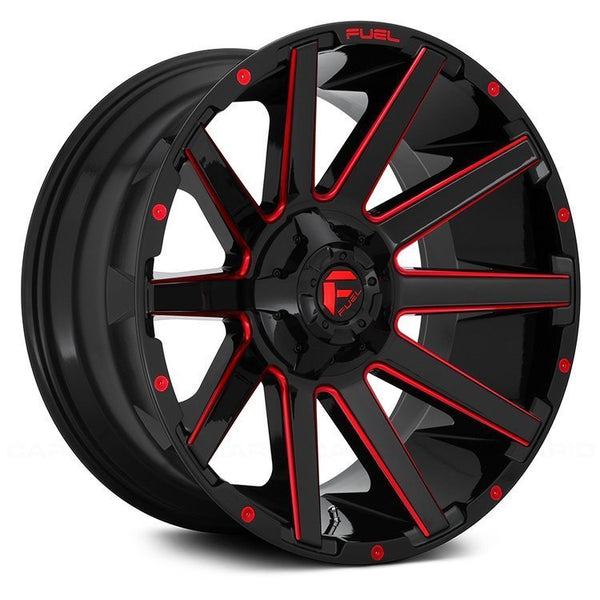 Alloy wheel D643 Contra Gloss Black/Red Tinted Clear Fuel