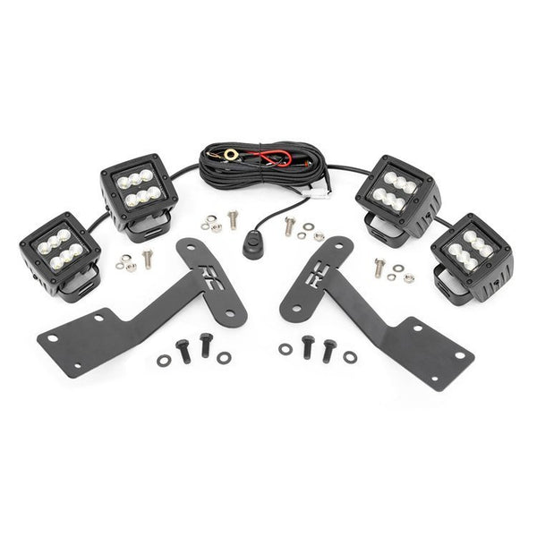Lower windshield LED 2" kit Flood Beam Rough Country Black Series