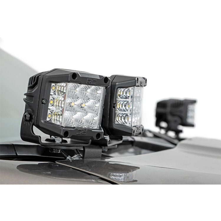Square Cree LED lights 2" with amber DRL kit Rough Country Black Series