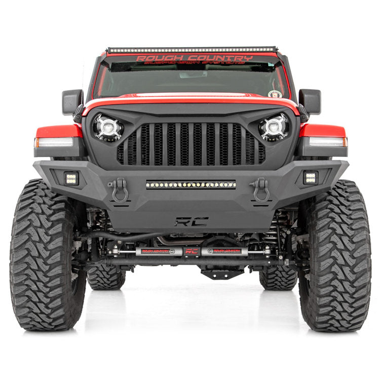 Front tubular bumper with skid plate and LED lights full Rough Country